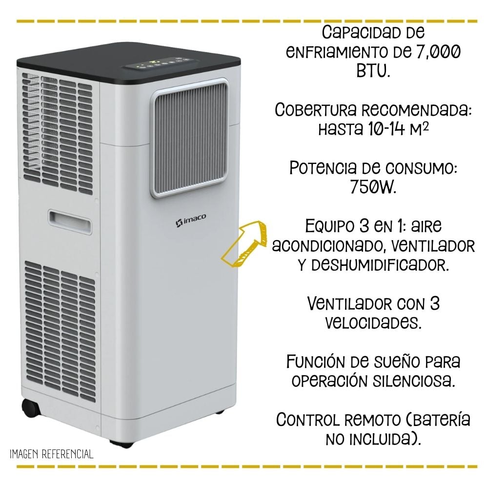 AIRE ACONDICIONADO PORTATIL IMACO 750W  AC7007 - 2