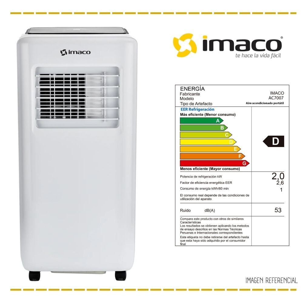 AIRE ACONDICIONADO PORTATIL IMACO 750W  AC7007 - 4