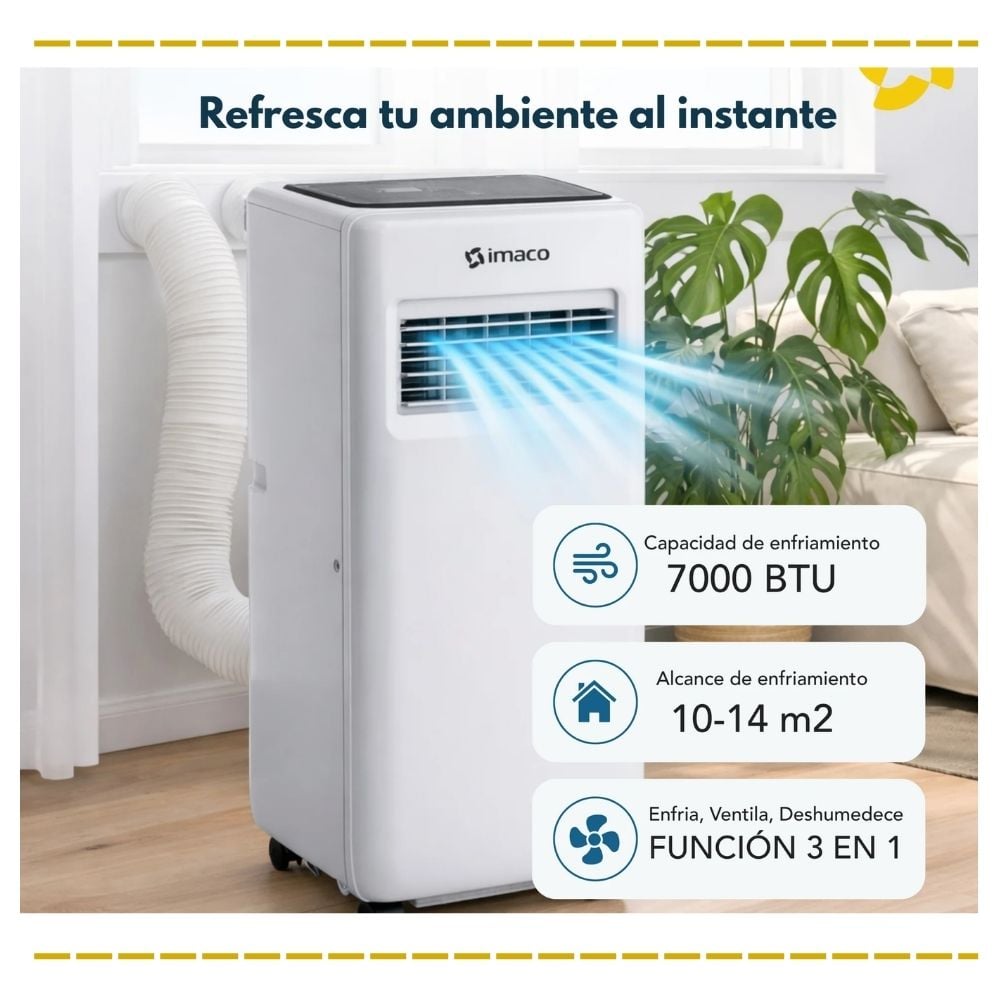 AIRE ACONDICIONADO PORTATIL IMACO 750W  AC7007 - 6