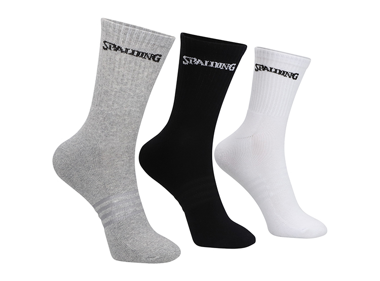 SPALDING CALCETINES MEDIOS BLANCO/NEGRO/GRIS 35-39 TRIPACK - 1