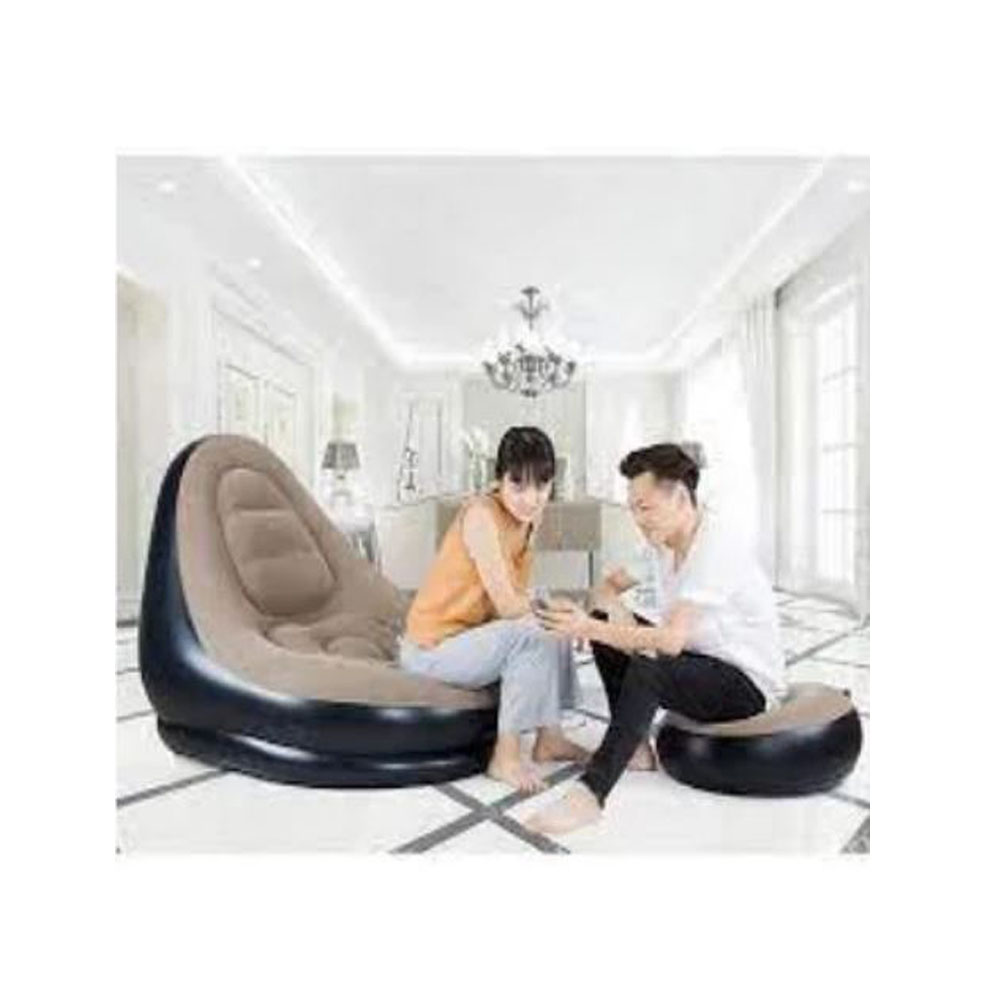 SOFÁ SILLÓN INFLABLE POSA PIES - PUFF INFLABLE - GRIS - 2