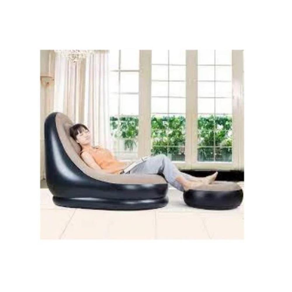 SOFÁ SILLÓN INFLABLE POSA PIES - PUFF INFLABLE - GRIS - 3