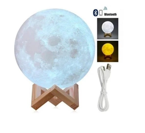 LAMPARA LED PARLANTE BLUETOOTH TOUCH DISEÑO LUNA CON CONTROL - 1