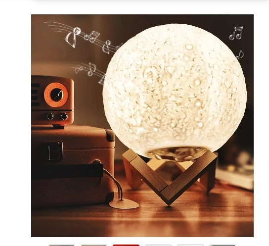 LAMPARA LED PARLANTE BLUETOOTH TOUCH DISEÑO LUNA CON CONTROL - 2