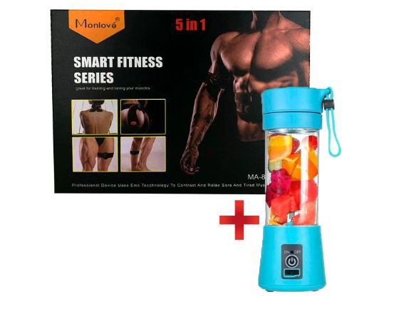 ELECTRO ESTIMULADOR MUSCULAR SMART FITNESS 5 EN 1 + MINI LICUADORA PORTÁTIL - 1