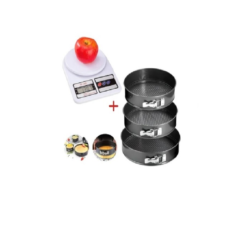 BALANZA GRAMERA DIGITAL + SET DE 3 MOLDES PARA KEKE DESMONTABLE - 1