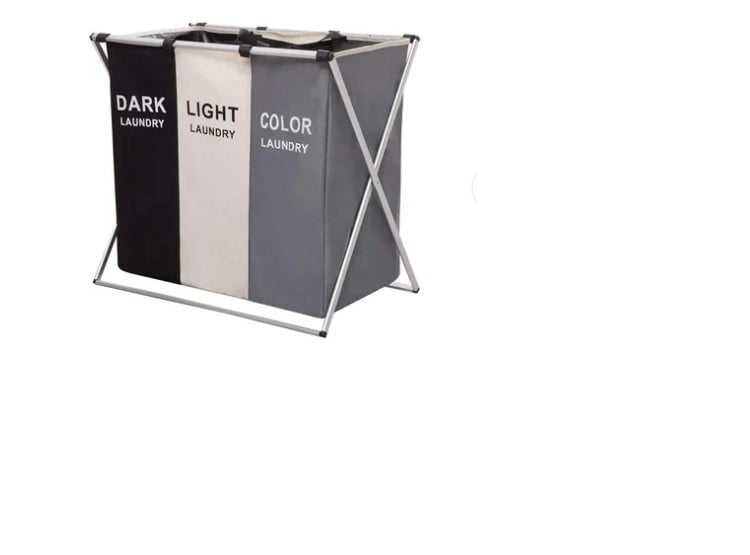 CESTO DE ROPA DE 3 DIVISIONES PARA LAVANDERÍA, DORMITORIO PLEGABLE - 1