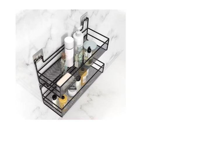 CESTA COLGANTE ORGANIZADOR DE BAÑO Y MAQUILLAJE 2 PISOS NEGRO 45C - 1