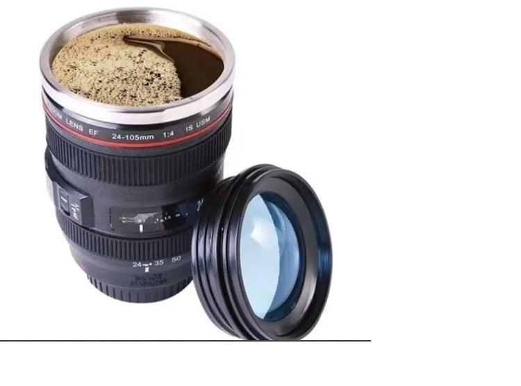 TAZA MUG  LENTE FOTOGRAFICO CON TAPA VIDRIO DE CALIDAD - 1