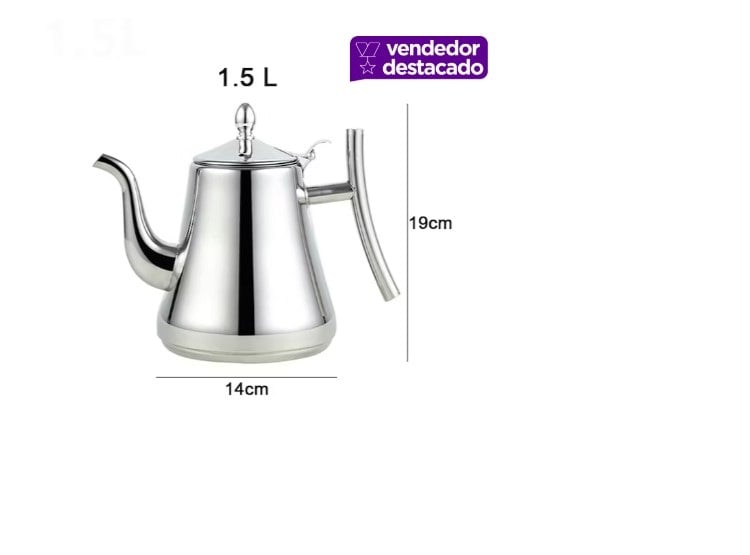 CAFETERA TETERA 1.5L DE ACERO INOXIDABLE CON FILTRO - 1
