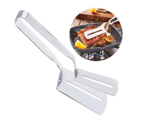 PINZA ESPATULA DOBLE DE ACERO INOXIDABLE COCINA - 1