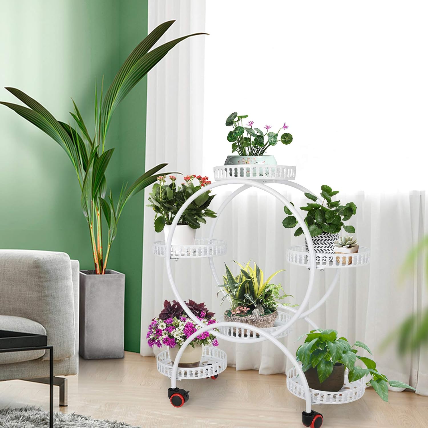 2 Soportes Con Ruedas Para Macetas De Madera – Diámetro 30 Cm, Ideales Para Mover Plantas Fácilmente En Casa O Terraza