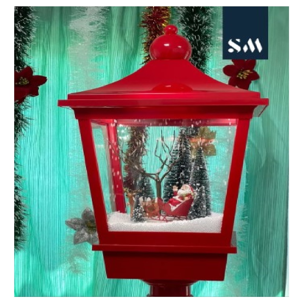 FAROL NAVIDEÑO MUSICAL PEDESTAL CON LUCES MOVIMIENTO CAÍDA NIEVE 184CM - 4