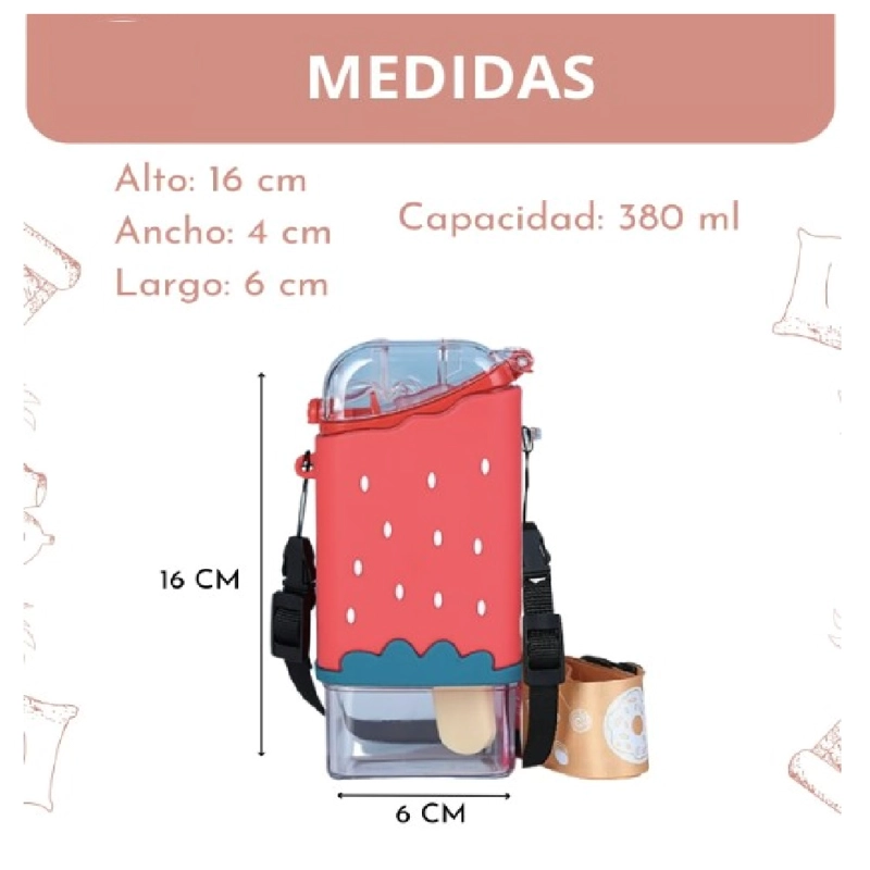 BOTELLA MULTICOLOR ANTIDERRAME TOMATODO HELADO FRESA 380ML - 4