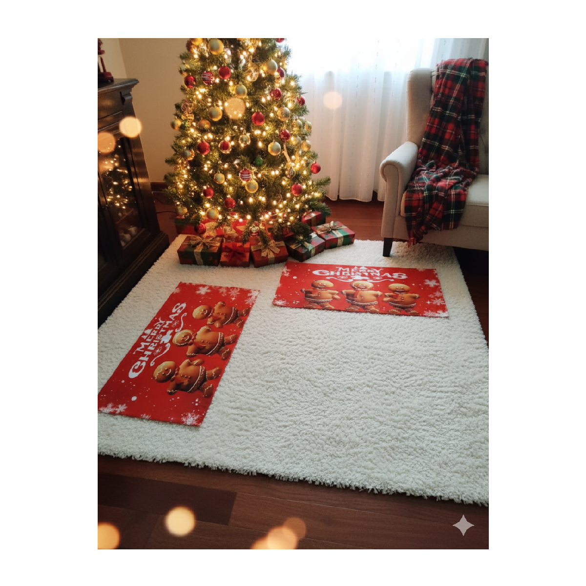 SET ALFOMBRAS DECORATIVAS NAVIDEÑAS 2 PZAS GALLETA - 1
