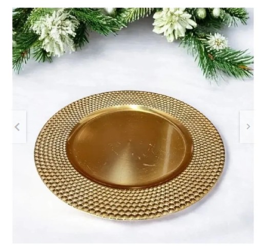 PLATO FONDO SITIO BORDE PUNTOS DORADO 33CM DECORACIÓN MESA - 1