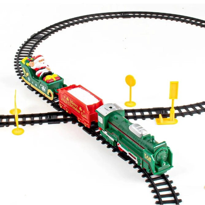 TREN ELÉCTRICO NAVIDEÑO SANTA CLAUS DE JUGUETE LUZ 25 PIEZAS - 4