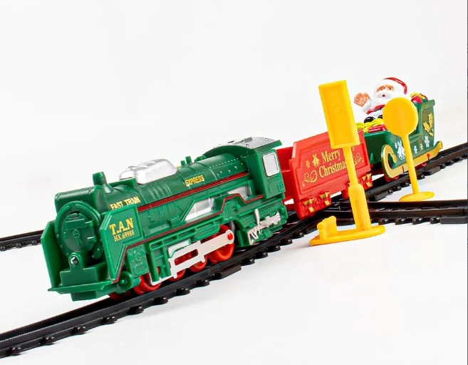 TREN ELÉCTRICO NAVIDEÑO SANTA CLAUS DE JUGUETE LUZ 25 PIEZAS - 5