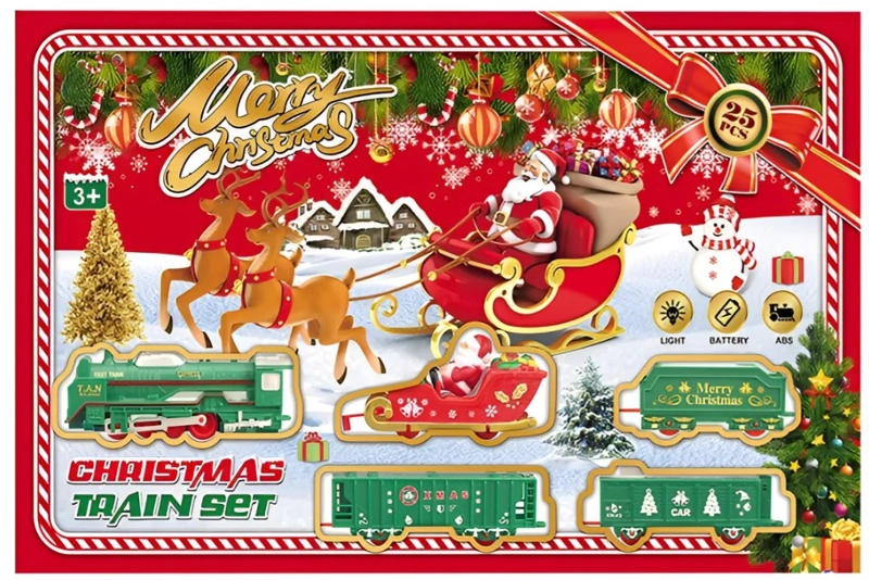 TREN ELÉCTRICO NAVIDEÑO SANTA CLAUS DE JUGUETE LUZ 25 PIEZAS - 6