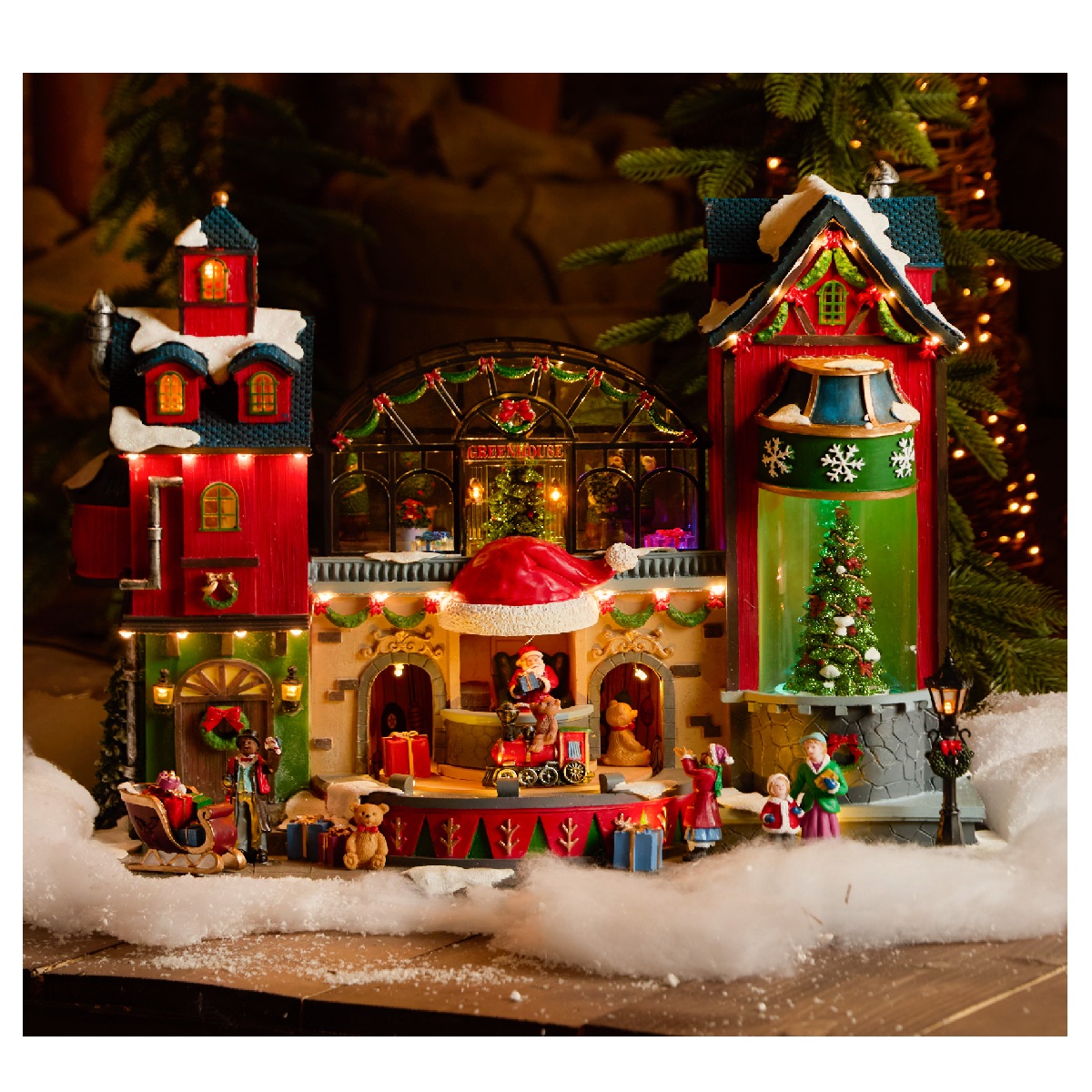 VILLA TIENDA NAVIDEÑA FÁBRICA DE JUGUETES ANIMADOS LUZ LED - 1