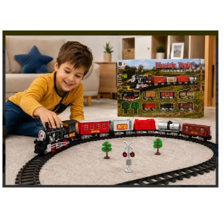 TREN ELÉCTRICO NAVIDEÑO JUGUETE LUCES Y SONIDO 6 VAGONES - 1