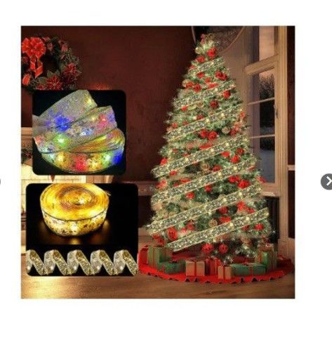 CINTA DECORATIVA CON LUCES PARA EL ARBOL NAVIDAD - 1