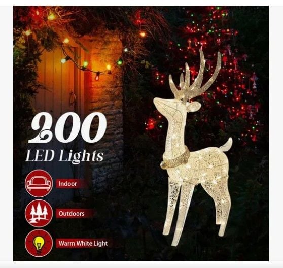 RENO NAVIDEÑO LUCES LED PELUCHE TENDENCIA - 1
