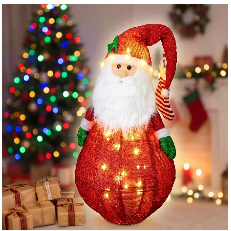 MUÑECO NAVIDEÑO PAPÁ NOEL PLEGABLE CON LUCES LED 140 CM - 1