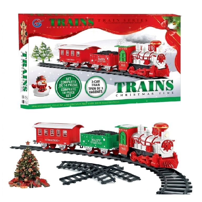 TREN ELÉCTRICO NAVIDEÑO JUGUETE LUCES Y SONIDO 14PCS - 1