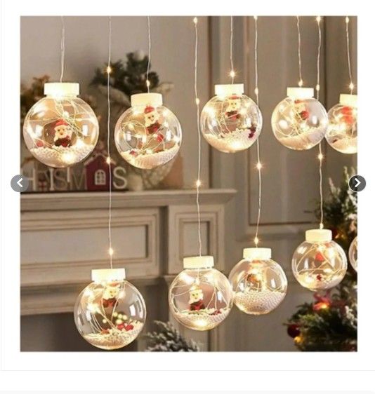 CORTINA LUCES DE NAVIDAD LED - GUIRNALDA CON ESFERAS DISEÑO DE NAVIDAD - 1