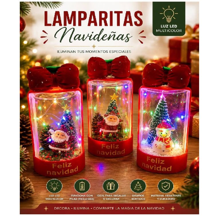SET TRÍO DE LAMPARITAS NAVIDEÑAS LUZ LED MULTICOLOR - 1