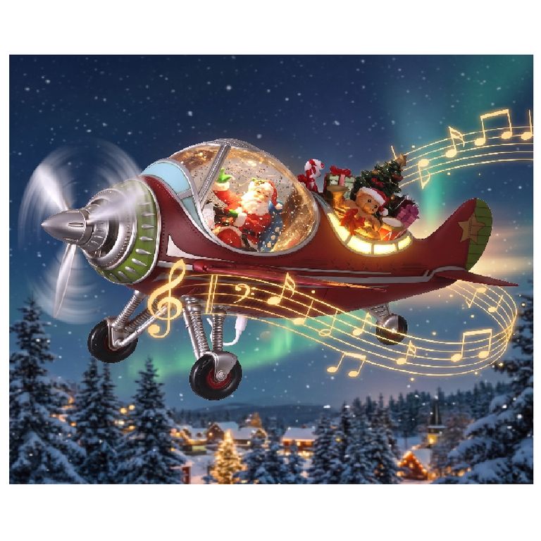 PAPA NOEL AVIONETA LUZ LED MUSICAL REGALOS HÉLICES GIRATORIOS - 1