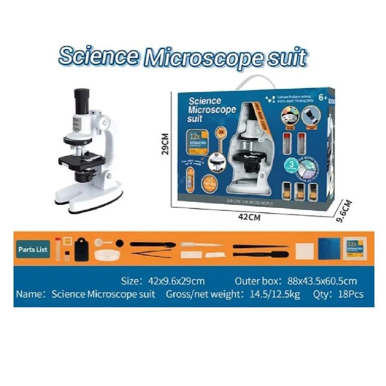 MICROSCOPIO MONOCULAR KIT LABORATORIO CIENCIA 1200X - 1