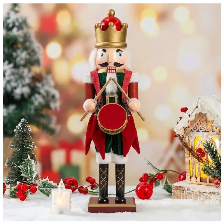 MUÑECO CASCANUECES NAVIDEÑO REY TAMBORILERO 60 CM TRAJE DE TERCIOPELO - 1