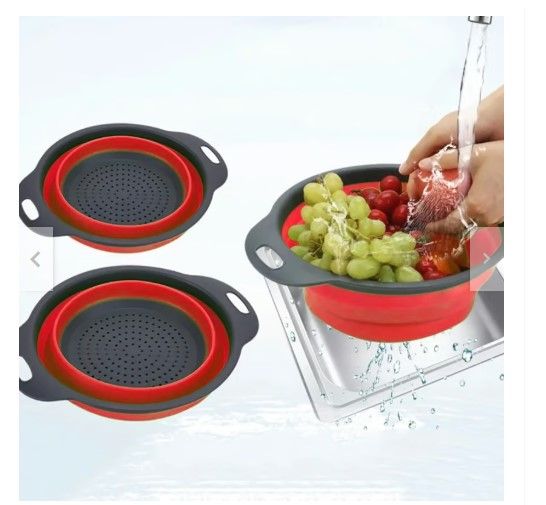 PACK 2 COLADORES PLEGABLE  PLASTICO SILICONA REDONDO 24 CM - 1