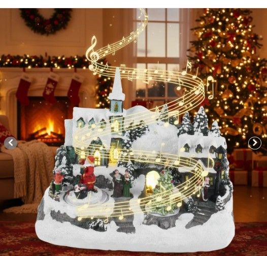 VILLA NAVIDEÑA PAPA NOEL Y ÁRBOL GIRATORIOS ANIMADOS LUZ LED - 1