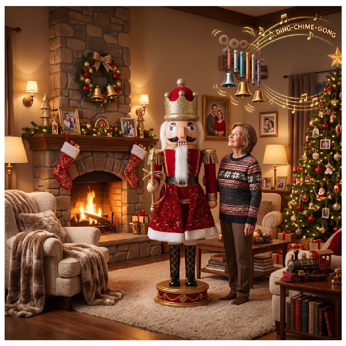 CASCANUECES MUSICAL NAVIDEÑO REY GIGANTE 170 CM CON SENSOR DE MOVIMIENTOS - 1