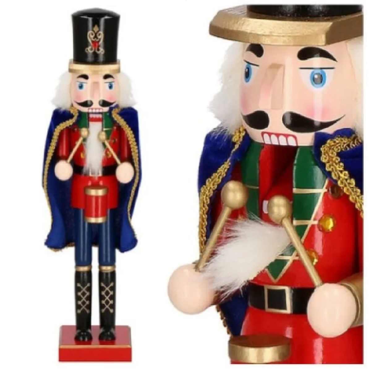 CASCANUECES DE MADERA NAVIDEÑO 61CM SOLDADO MÚSICO CON CAPA Y TAMBOR - 5