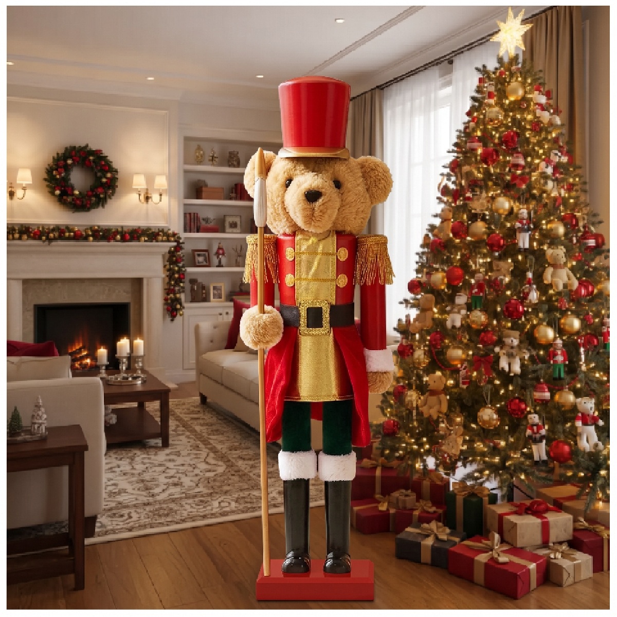OSO SOLDADO CASCANUECES ANIMATRÓNICO 160 CM CON HACHA LED Y MÚSICA NAVIDEÑA - 2