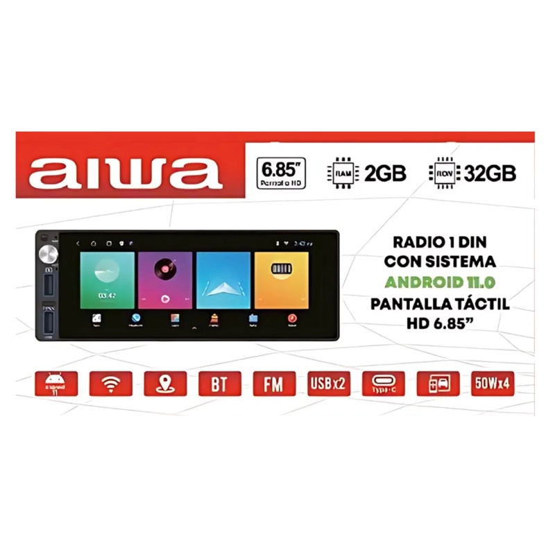 AUTORADIO AIWA AW-A485BT ANDROID 1 DIN 6.85' HD 2GB RAM + 32GB - 3