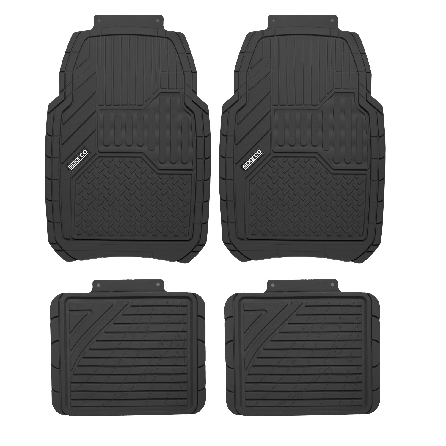 PISO DE GOMA PARA AUTO SPARCO 4 PIEZAS NEGRO ROJO SPC1917BK - 1