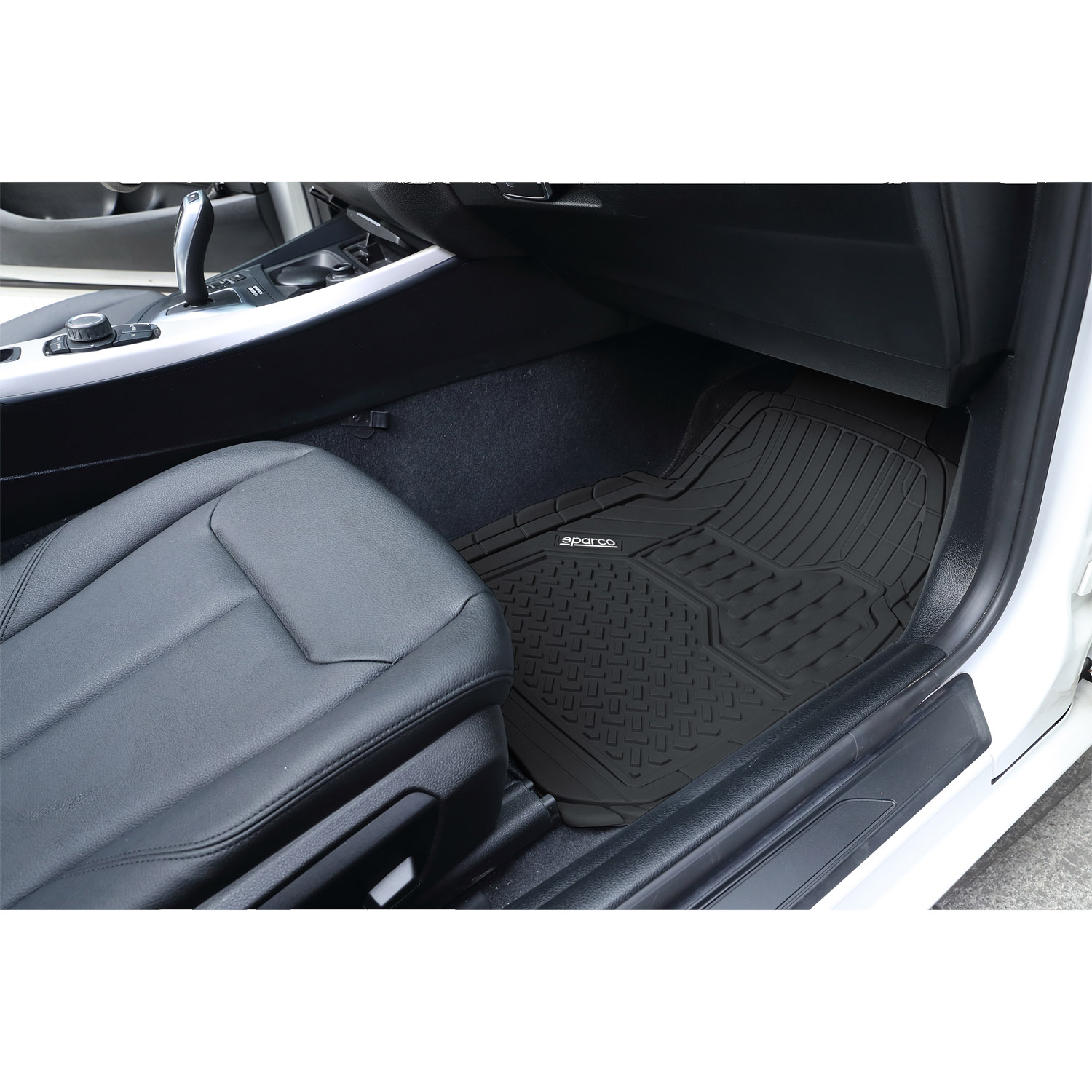 PISO DE GOMA PARA AUTO SPARCO 4 PIEZAS NEGRO ROJO SPC1917BK - 2