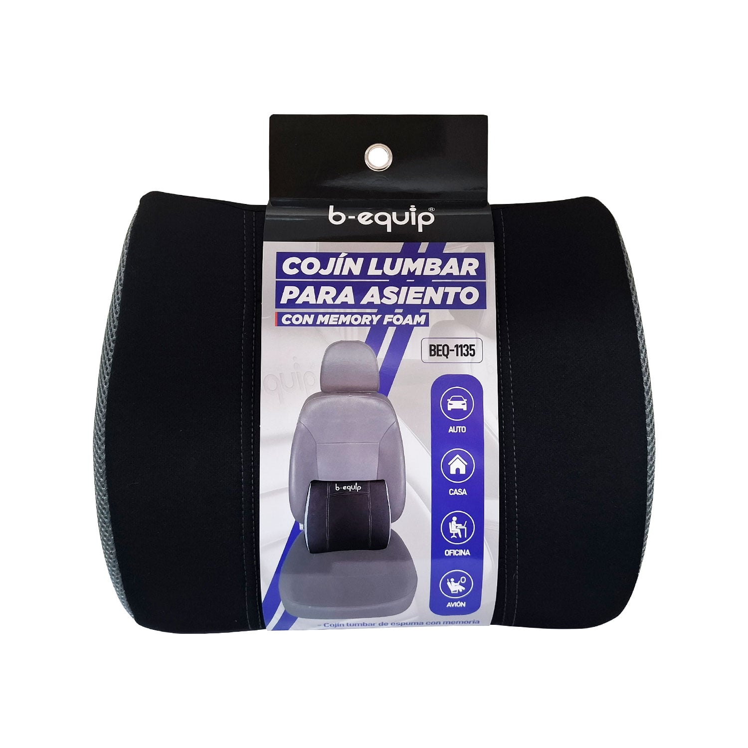 COJÍN LUMBAR PARA ASIENTO MEMORY FOAM SOPORTE ESPALDA ERGONÓMICO B-EQUIP BEQ1135 - 5