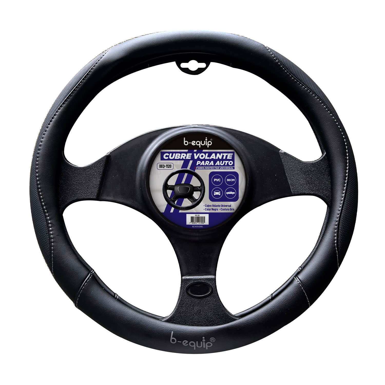 CUBRE VOLANTE PARA CARRO PVC UNIVERSAL NEGRO B-EQUIP BEQ1120 - 1
