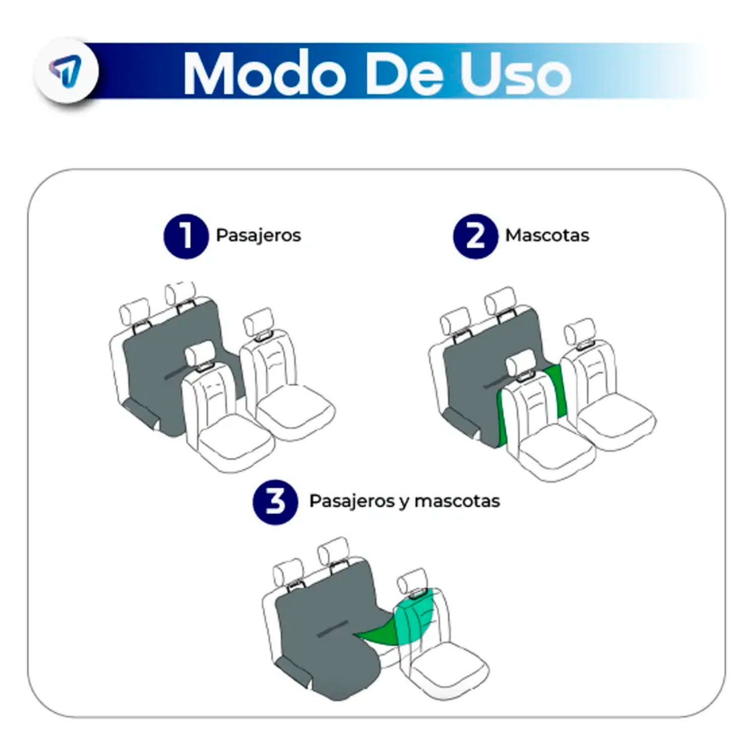 FUNDA PROTECTORA DE ASIENTO PARA MASCOTAS 3 EN 1 IMPERMEABLE B-EQUIP BEQ-1210 - 5