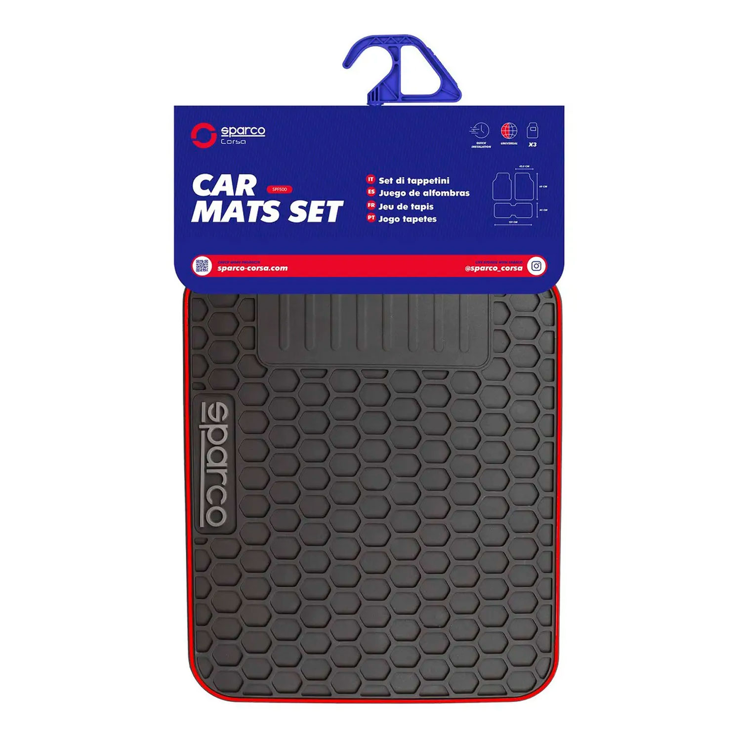 SET TAPETES PARA AUTO SPARCO PVC ANTIDESLIZANTE 3 PIEZAS SPC500RD - 3