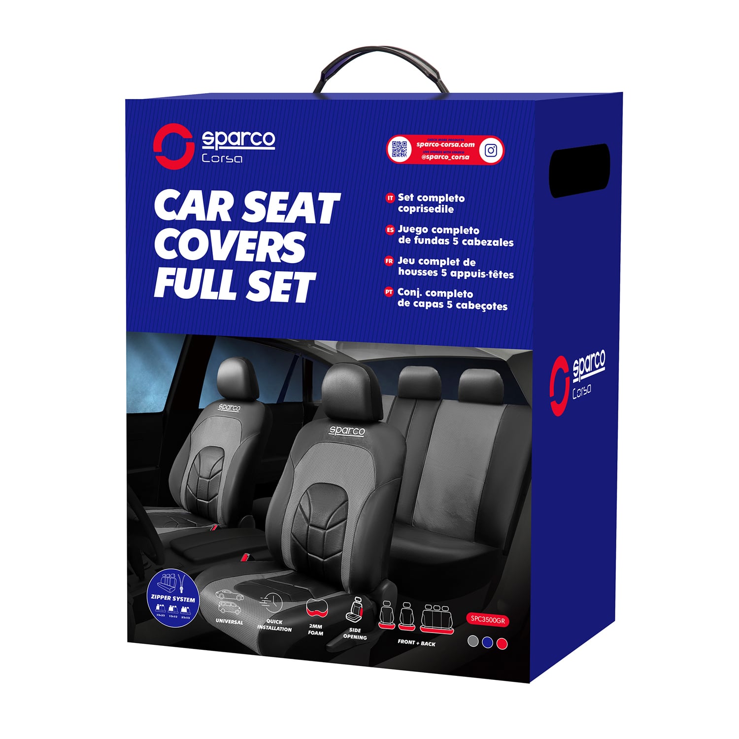 SET DE FUNDAS CUBRE ASIENTO PARA AUTO SPARCO SPC3500GR - 3