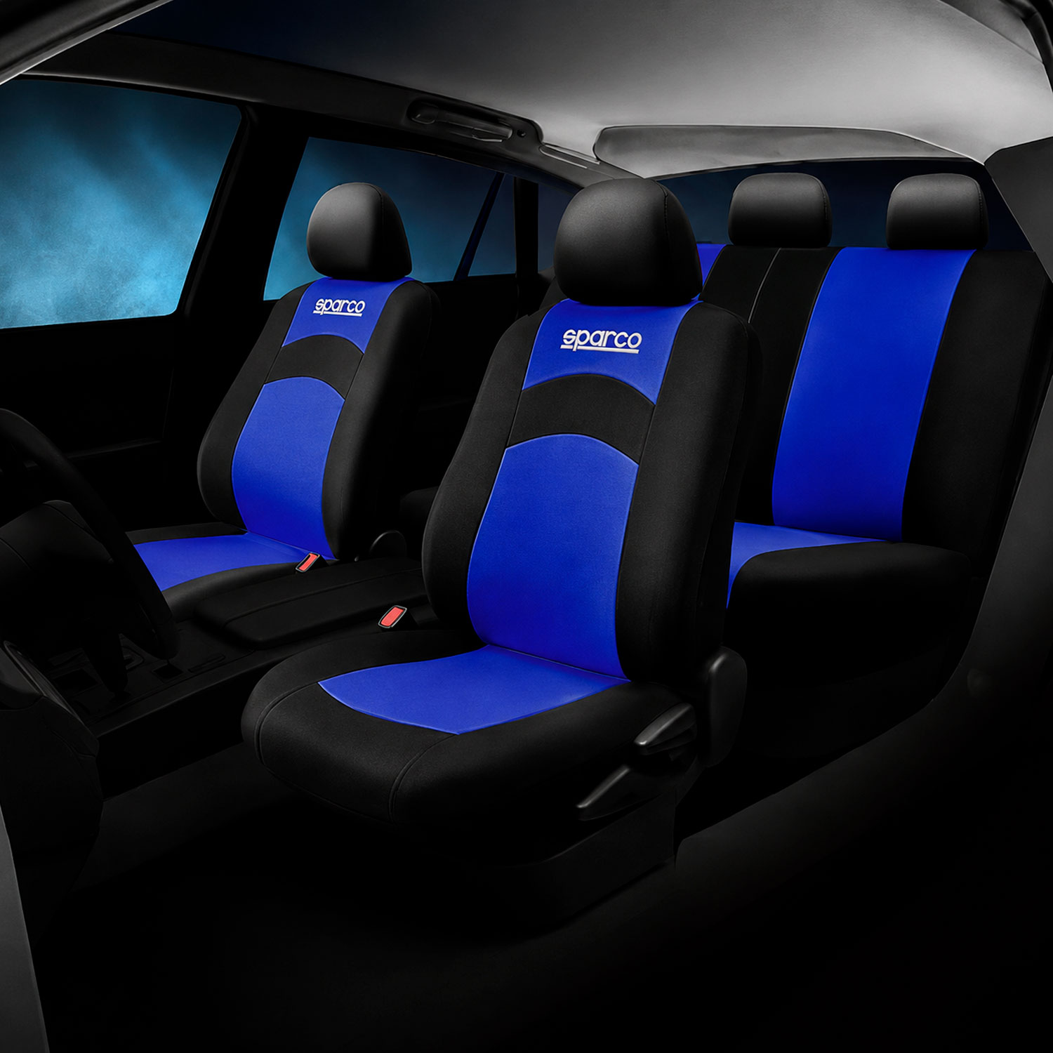 SET DE FUNDAS CUBRE ASIENTO DE AUTO NEGRO - AZUL SPARCO SPS402BL - 2