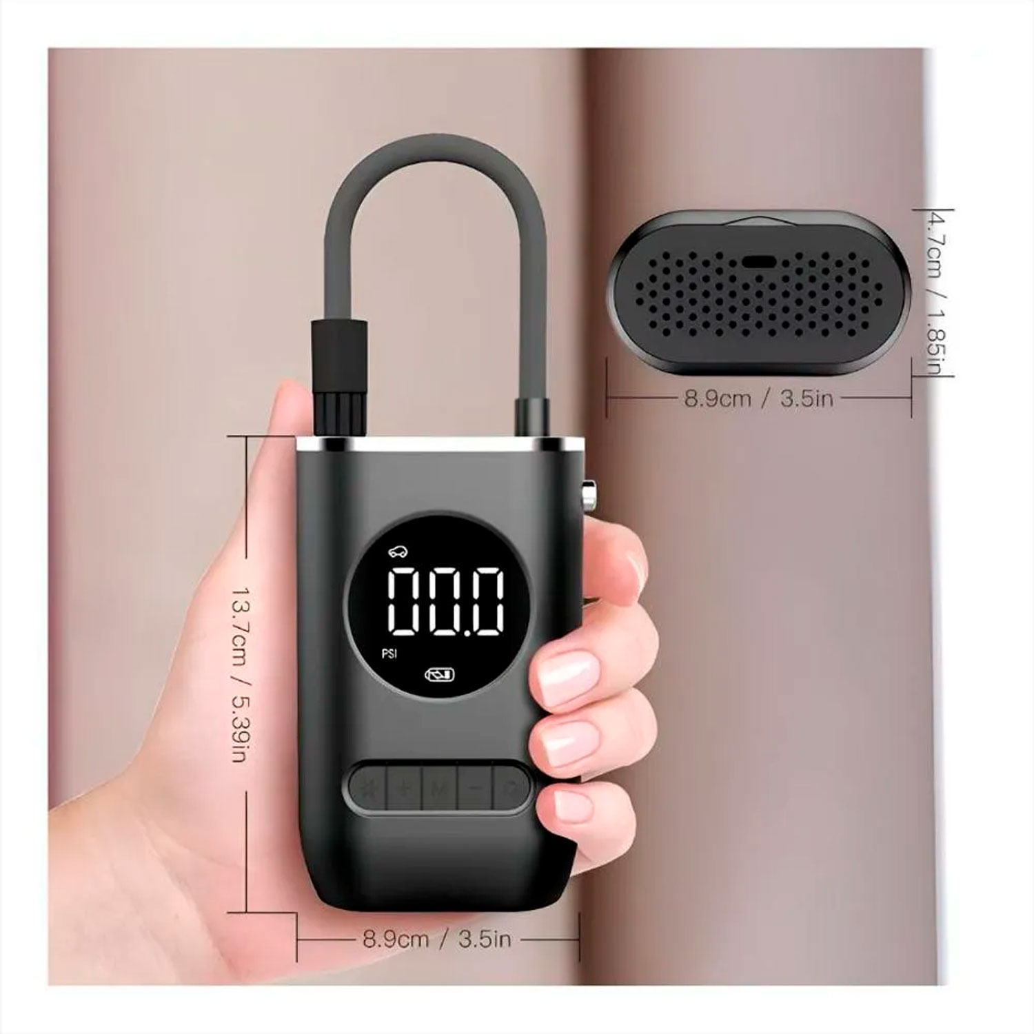 MINI COMPRESOR DE AIRE B-EQUIP BEQ-125CW DIGITAL RECARGABLE PORTÁTIL - 4