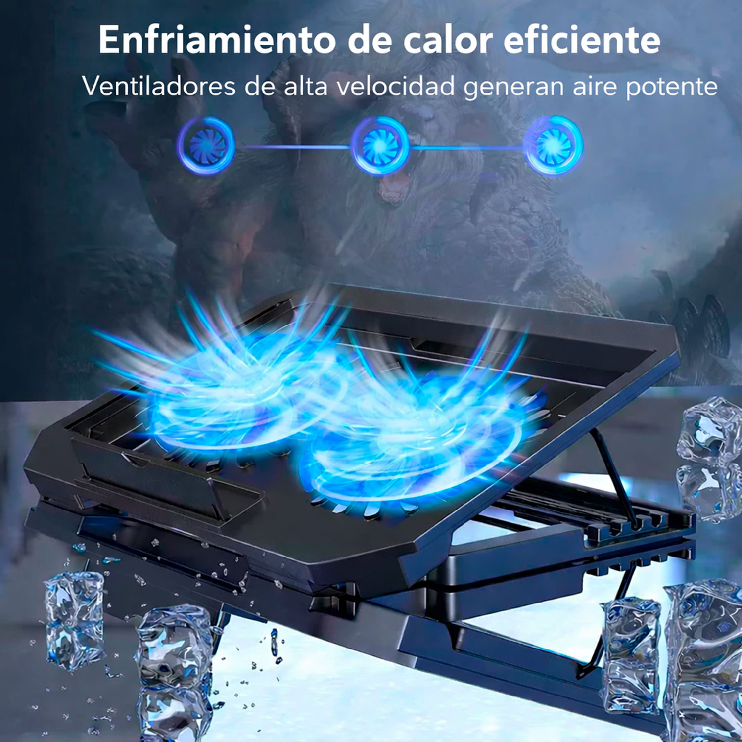 BASE COOLER PARA LAPTOP NEGRO 2 VENTILADORES USB LED XTRIKE ME FN-818 - 2